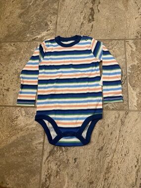 NWT size 18 months Striped Long-Sleeve Navy Trim One-Piece